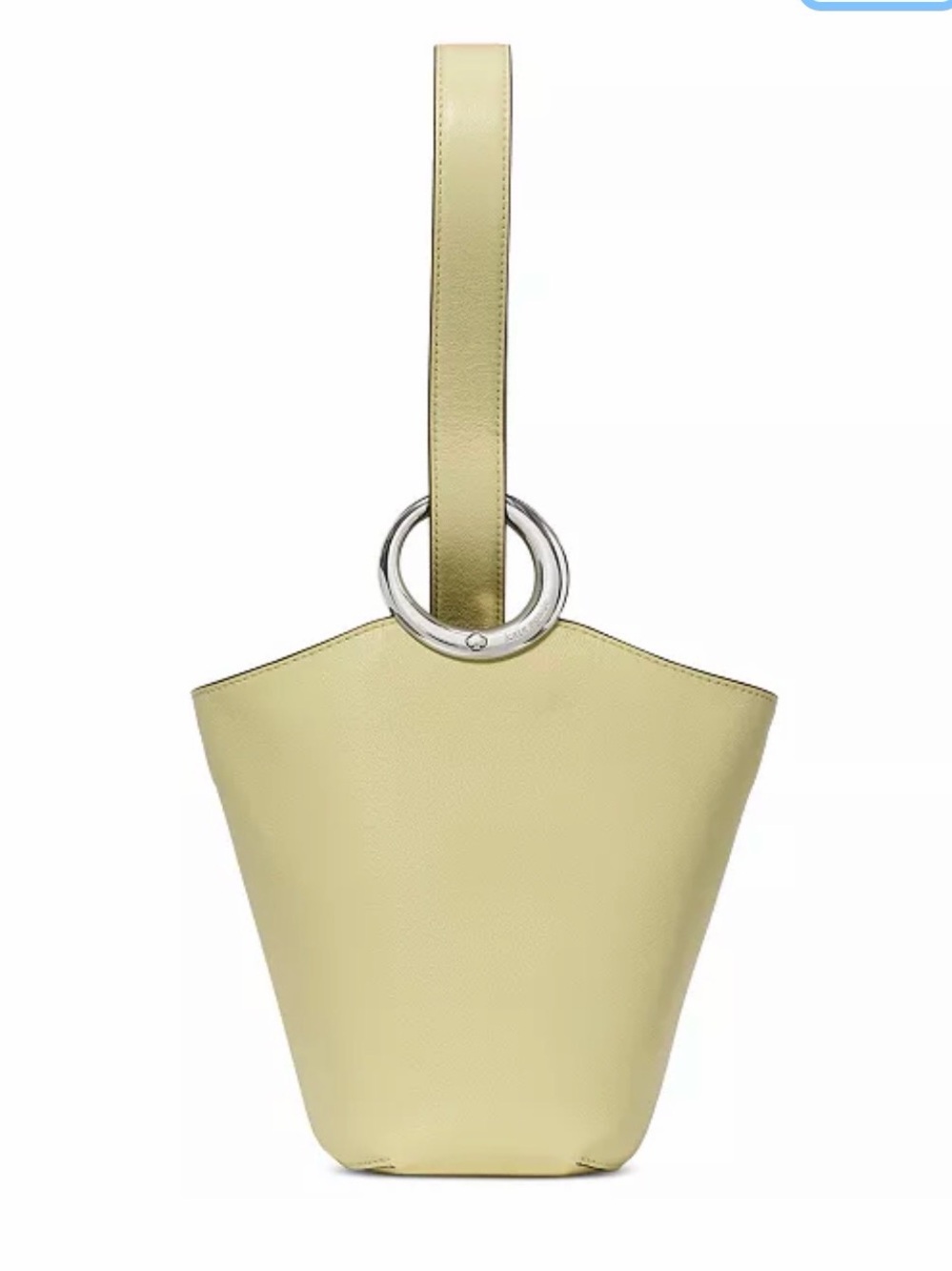 NWT Kate Spade Halo Mini Smooth Leather Bucket Bag in Pale Citron